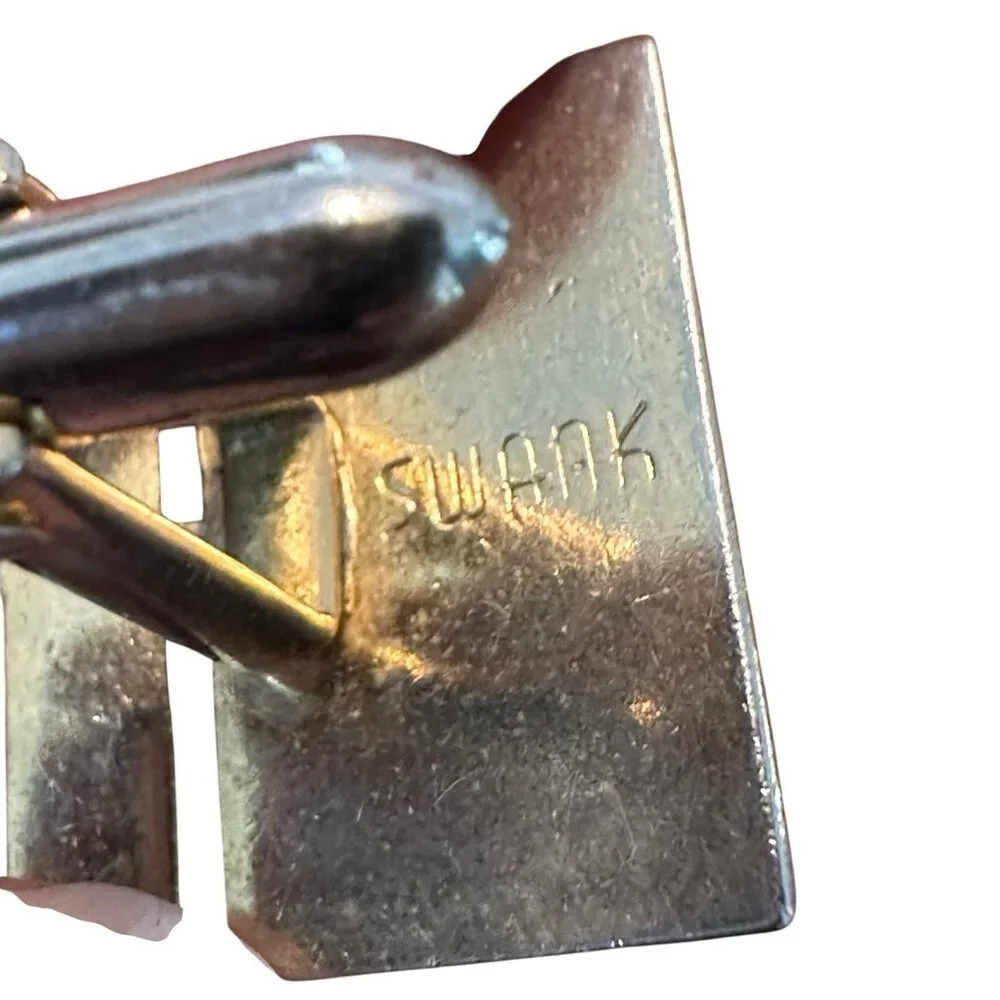 Vintage Swank Cufflinks 2 Pair Gold Tone Mens Mid Century Modern‎ Fashion